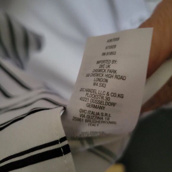 Du Jour QVC Size 16 Wrap Blouse side zip black white stripes Rayon blend d'contd - Picture 13 of 15